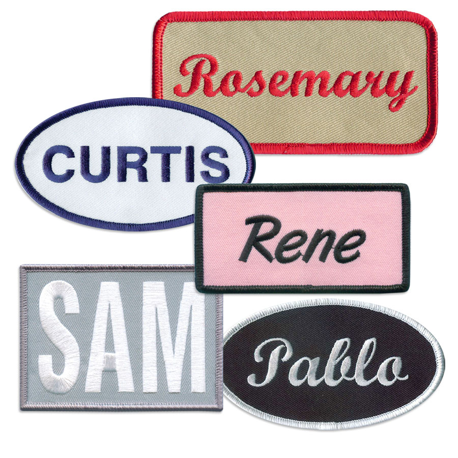 Custom name patches tags personalized iron on hook backing embroidered